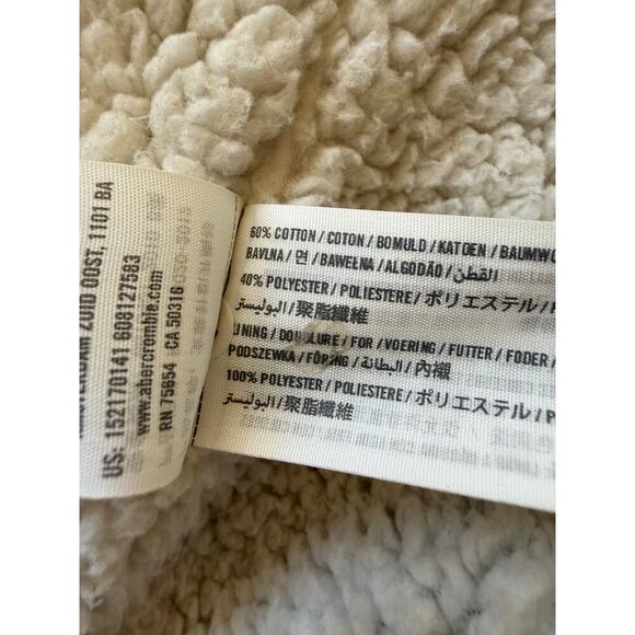 Abercrombie & Fitch Sherpa-Lined Y2K Open Front Navy Jacket Cardigan M/L - Picture 5 of 5